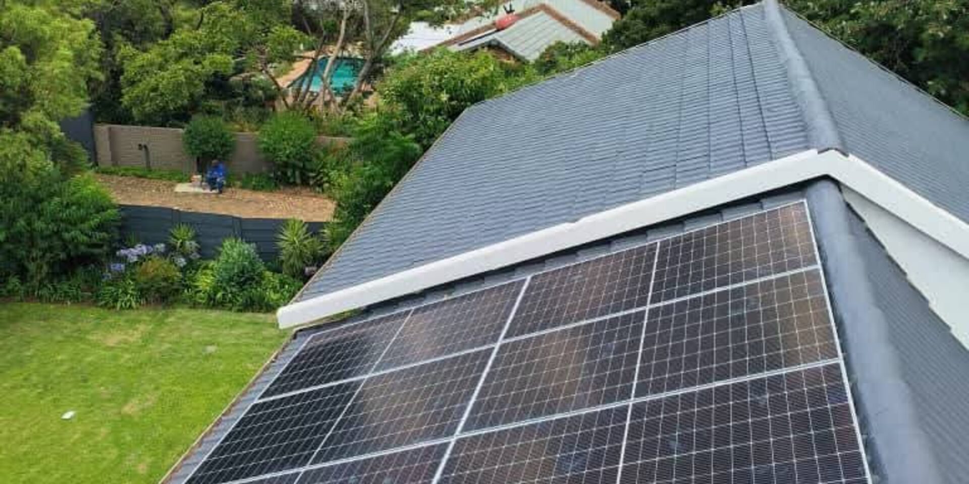 Solar panel installation on a roof